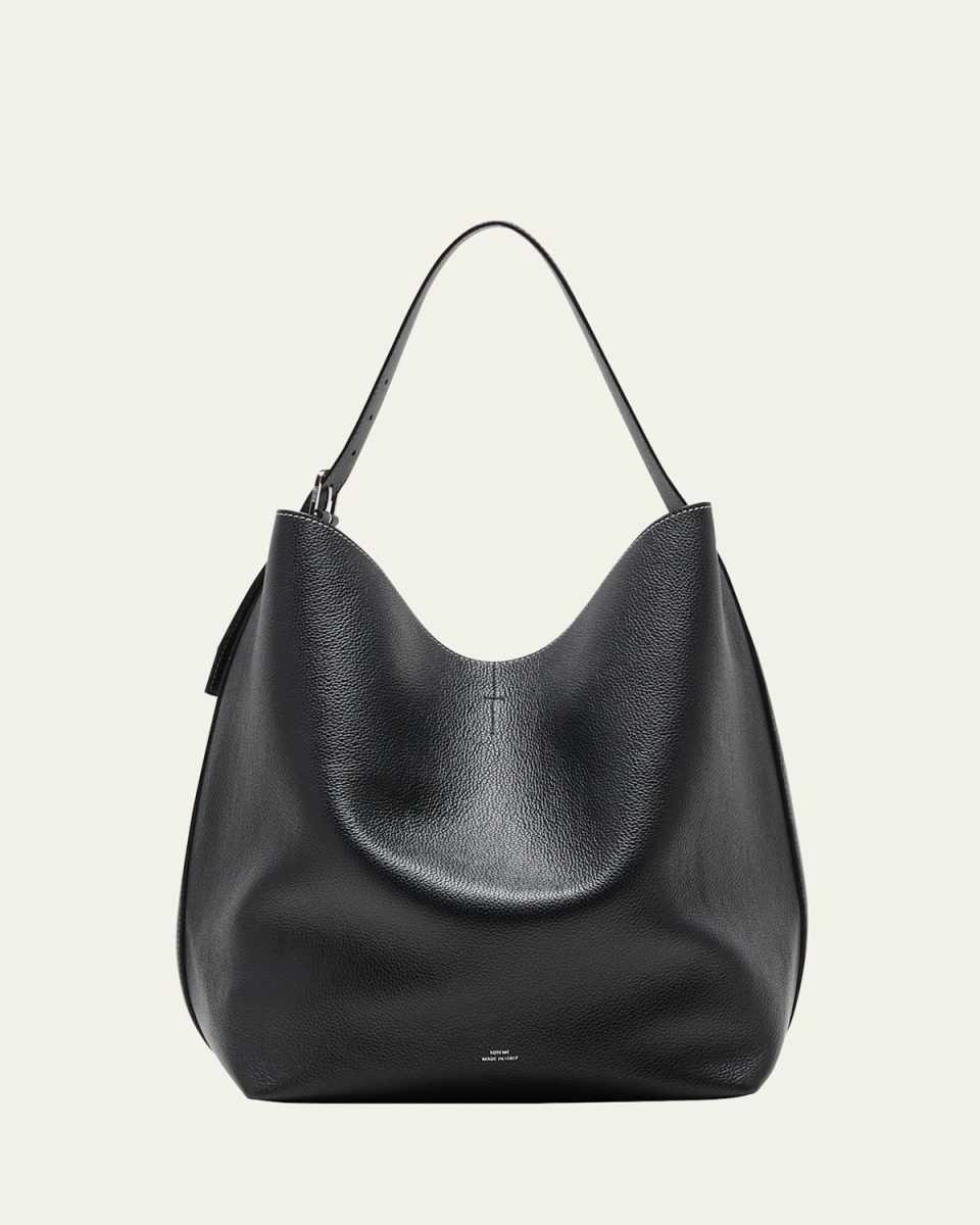 Belted Leather Tote Bag